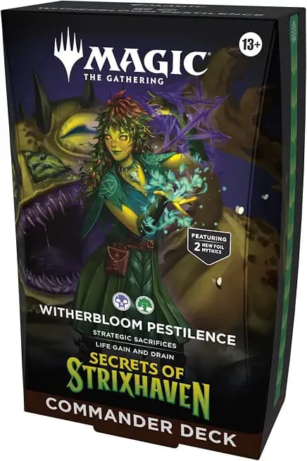 Magic: The Gathering Secrets of Strixhaven Commander Deck - Witherbloom Pestilence (100-Card Deck, Deck Box + Accessories)