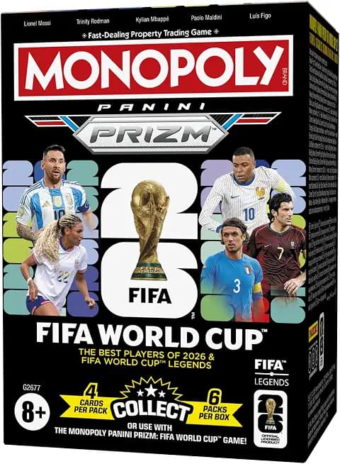 Monopoly Panini Prizm: FIFA World Cup Trading Cards Booster Box | Current Stars and FIFA World Cup Legends | Gifts for Soccer Fans
