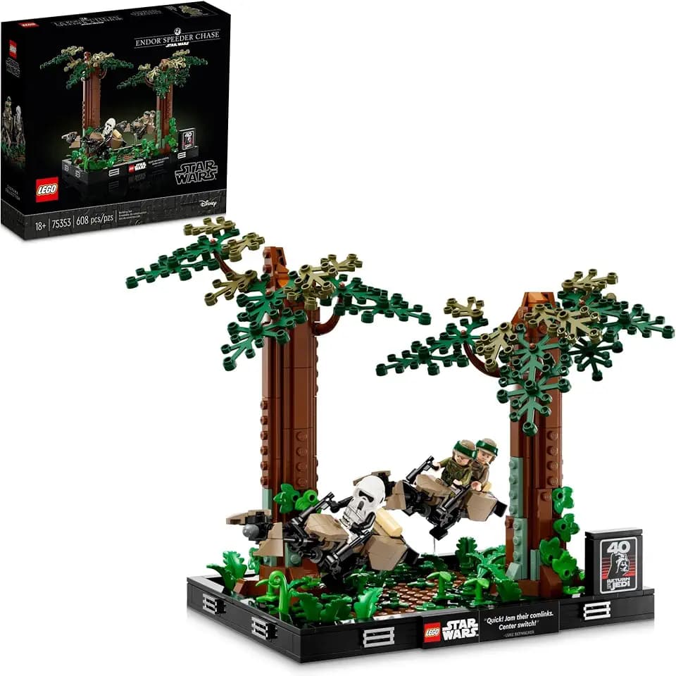 LEGO Star Wars Endor Speeder Chase Diorama 75353 Home Décor Building Set for Adults, Classic Collectible with Luke Skywalker and Princess Leia Minifigures, Fun Birthday Gift for Star Wars Fans