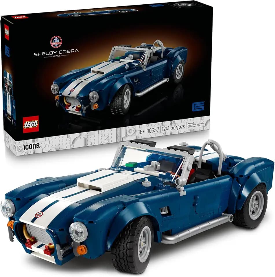 LEGO Icons Shelby Cobra 427 S/C Car Building Set for Adults - Bedroom, Office, or Book Shelf Decor for Sports Car Fans, Ages 18+ - Gift Idea for Birthdays - 10357