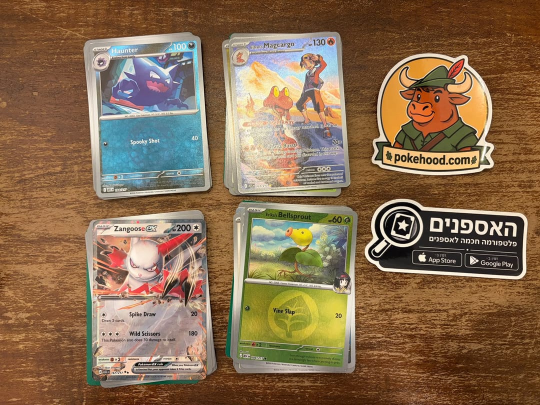 הקלפים שיצאו מארבע חבילות Ascended Heroes Tin